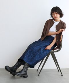 【INTER-CHAUSSURES】ラウンドトウバックストレッチロングブーツ