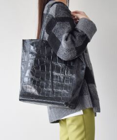 INTER-CHAUSSURES / インター ショシュール トートバッグ | 【ANDREA CARDONE】ファスナー付き型押しレザートートバッグ