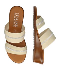 INTER-CHAUSSURES / インター ショシュール サンダル | 【ITALIAN SHOEMAKERS】ラインストーン2本ベルトミュールサンダル