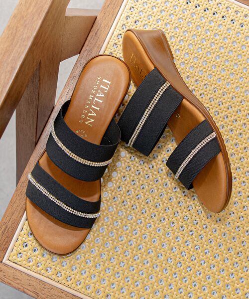 INTER-CHAUSSURES / インター ショシュール サンダル | 【ITALIAN SHOEMAKERS】ラインストーン2本ベルトミュールサンダル | 詳細7