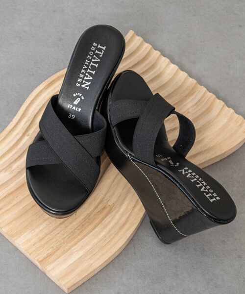 INTER-CHAUSSURES / インター ショシュール サンダル | 【ITALIAN SHOEMAKERS】クロスベルト厚底コンビウェッジミュール | 詳細9