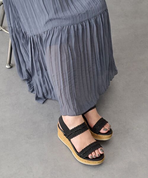 INTER-CHAUSSURES / インター ショシュール サンダル | 【ITALIAN SHOEMAKERS】ラインストーンリボン厚底サンダル | 詳細7