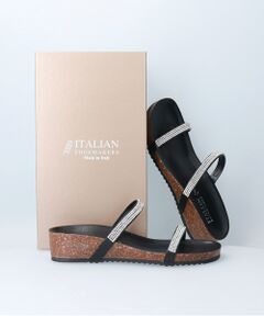 【ITALIAN SHOEMAKERS】ダブルラインストーンフットベッドサンダル