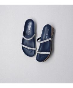 【ITALIAN SHOEMAKERS】ダブルラインストーンフットベッドサンダル