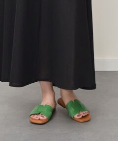 【Oh my Sandals】スクエアトウフラットレザーサンダル