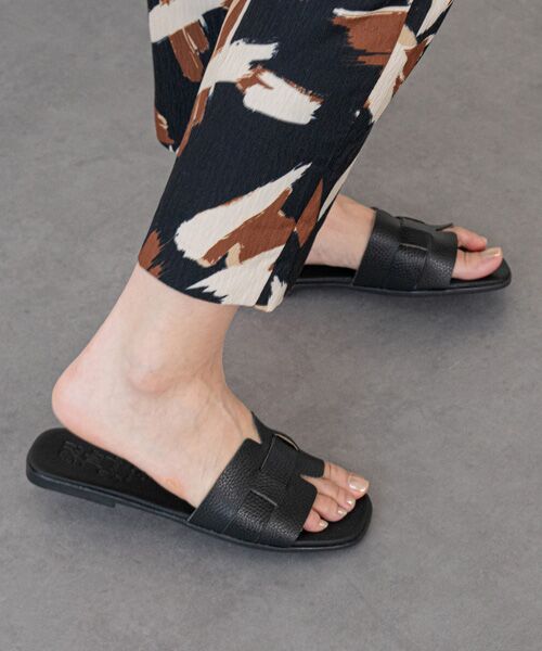 INTER-CHAUSSURES / インター ショシュール サンダル | 【Oh my Sandals】スクエアトウフラットレザーサンダル | 詳細7