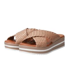 【Oh my Sandals】レザーメッシュクロスベルト厚底サンダル