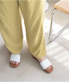 【Oh my Sandals】レザーメッシュフラットサンダル