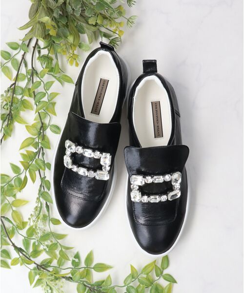 INTER-CHAUSSURES/インター ショシュール 【INTER-CHAUSSURES】ビジューバックルレザースリッポン ブラック 36 INTER-CHAUSSURES/インター ショシュール 【INTER-CHAUSSURES】ビジューバックルレザースリッポン ブラック 36