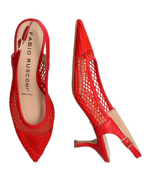 INTER-CHAUSSURES/インター ショシュール 【FABIO RUSCONI】バックバンドネットパンプス レッド 38 INTER-CHAUSSURES/インター ショシュール 【FABIO RUSCONI】バックバンドネットパンプス レッド 38