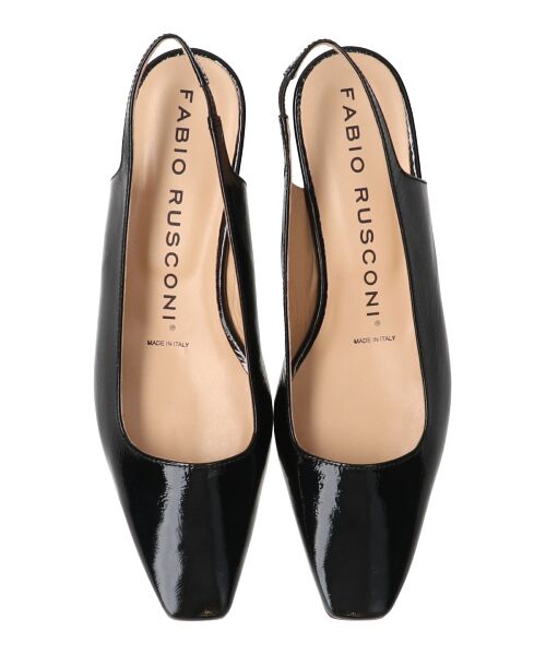 INTER-CHAUSSURES/インター ショシュール 【FABIO RUSCONI】スクエアトウバックバンドパンプス ブラックエナメル 38 INTER-CHAUSSURES/インター ショシュール 【FABIO RUSCONI】スクエアトウバックバンドパンプス ブラックエナメル 38
