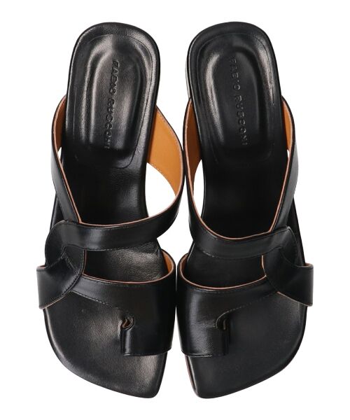 INTER-CHAUSSURES/インター ショシュール 【FABIO RUSCONI】スクエアトウトングサンダル ブラック 35 INTER-CHAUSSURES/インター ショシュール 【FABIO RUSCONI】スクエアトウトングサンダル ブラック 35