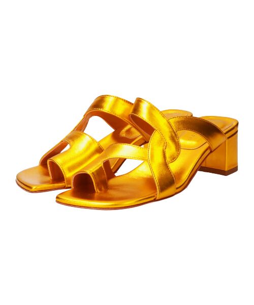 INTER-CHAUSSURES/インター ショシュール 【FABIO RUSCONI】スクエアトウトングサンダル ゴールド 38 INTER-CHAUSSURES/インター ショシュール 【FABIO RUSCONI】スクエアトウトングサンダル ゴールド 38