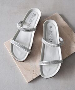 INTER-CHAUSSURES / インター ショシュール サンダル | 【ITALIAN SHOEMAKERS】ダブルラインストーンクッションインソールサンダル