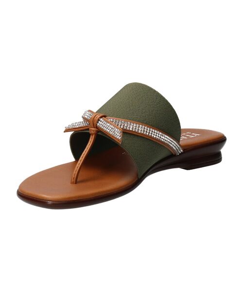 INTER-CHAUSSURES/インター ショシュール 【ITALIAN SHOEMAKERS】ビジューストラップトングサンダル カーキ 37 INTER-CHAUSSURES/インター ショシュール 【ITALIAN SHOEMAKERS】ビジューストラップトングサンダル カーキ 37