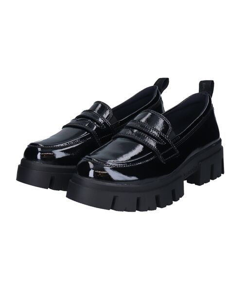 INTER-CHAUSSURES/インター ショシュール 【bussola】撥水厚底デザインソールローファー ブラックエナメル 39 INTER-CHAUSSURES/インター ショシュール 【bussola】撥水厚底デザインソールローファー ブラックエナメル 39