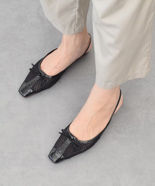 INTER-CHAUSSURES/インター ショシュール 【FABIO RUSCONI】ローヒールチュールバックバンド ブラックコンビ 39 INTER-CHAUSSURES/インター ショシュール 【FABIO RUSCONI】ローヒールチュールバックバンド ブラックコンビ 39