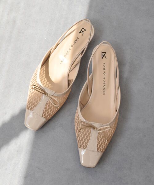 INTER-CHAUSSURES/インター ショシュール 【FABIO RUSCONI】ローヒールチュールバックバンド ベージュコンビ 38 INTER-CHAUSSURES/インター ショシュール 【FABIO RUSCONI】ローヒールチュールバックバンド ベージュコンビ 38