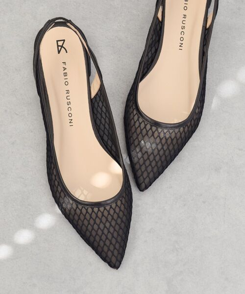 INTER-CHAUSSURES/インター ショシュール 【FABIO RUSCONI】チュールネットポインテッドバックバンド ブラックコンビ 40 INTER-CHAUSSURES/インター ショシュール 【FABIO RUSCONI】チュールネットポインテッドバックバンド ブラックコンビ 40