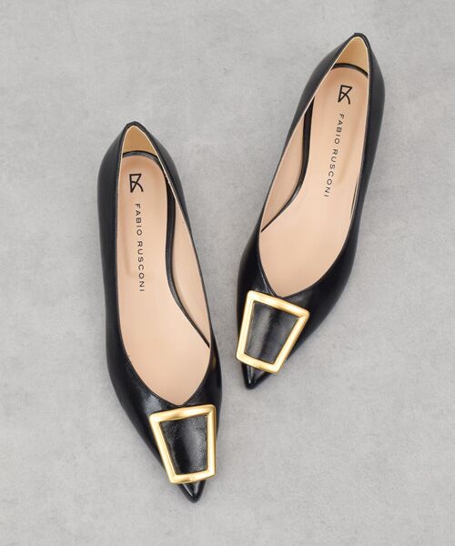 INTER-CHAUSSURES/インター ショシュール 【FABIO RUSCONI】ポインテッドトウバックルパンプス ブラックエナメル 37 INTER-CHAUSSURES/インター ショシュール 【FABIO RUSCONI】ポインテッドトウバックルパンプス ブラックエナメル 37