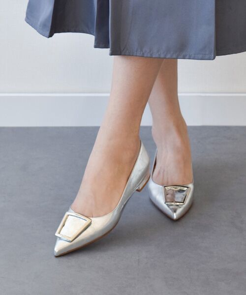 INTER-CHAUSSURES/インター ショシュール 【FABIO RUSCONI】ポインテッドトウバックルパンプス シルバー 36 INTER-CHAUSSURES/インター ショシュール 【FABIO RUSCONI】ポインテッドトウバックルパンプス シルバー 36