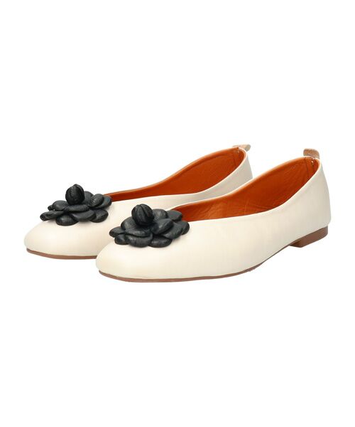 INTER-CHAUSSURES/インター ショシュール 【FABIO RUSCONI】ラウンドトウVカットカメリアバレエ ホワイトコンビ 39 INTER-CHAUSSURES/インター ショシュール 【FABIO RUSCONI】ラウンドトウVカットカメリアバレエ ホワイトコンビ 39