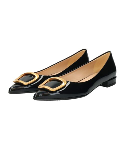 INTER-CHAUSSURES/インター ショシュール 【FABIO RUSCONI】ローヒールバックルパンプス ブラックエナメル 36 INTER-CHAUSSURES/インター ショシュール 【FABIO RUSCONI】ローヒールバックルパンプス ブラックエナメル 36