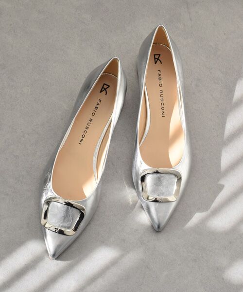 INTER-CHAUSSURES/インター ショシュール 【FABIO RUSCONI】ローヒールバックルパンプス シルバー 38 INTER-CHAUSSURES/インター ショシュール 【FABIO RUSCONI】ローヒールバックルパンプス シルバー 38