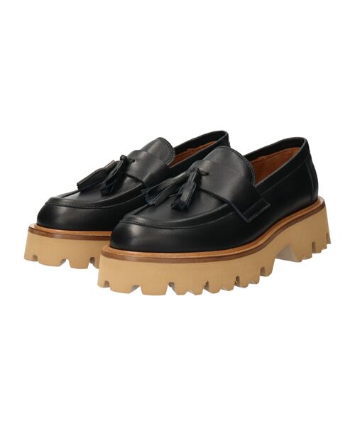 INTER-CHAUSSURES/インター ショシュール 【FABIO RUSCONI】ラウンドトウ厚底タッセルローファー ブラック 35 INTER-CHAUSSURES/インター ショシュール 【FABIO RUSCONI】ラウンドトウ厚底タッセルローファー ブラック 35