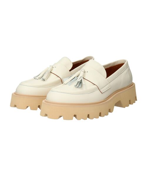INTER-CHAUSSURES/インター ショシュール 【FABIO RUSCONI】ラウンドトウ厚底タッセルローファー ホワイト 36 INTER-CHAUSSURES/インター ショシュール 【FABIO RUSCONI】ラウンドトウ厚底タッセルローファー ホワイト 36