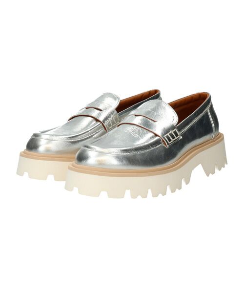 INTER-CHAUSSURES/インター ショシュール 【FABIO RUSCONI】ラウンドトウ厚底ローファー シルバー 39 INTER-CHAUSSURES/インター ショシュール 【FABIO RUSCONI】ラウンドトウ厚底ローファー シルバー 39