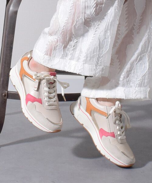 INTER-CHAUSSURES/インター ショシュール 【TAMARIS】サイドジップコンビスニーカー ピンクコンビ 37 INTER-CHAUSSURES/インター ショシュール 【TAMARIS】サイドジップコンビスニーカー ピンクコンビ 37