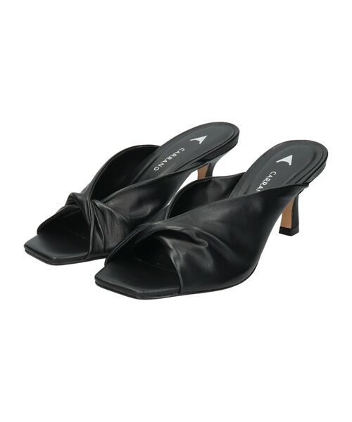 INTER-CHAUSSURES/インター ショシュール 【CARRANO】スクエアトゥツイストミュールサンダル ブラック 37 INTER-CHAUSSURES/インター ショシュール 【CARRANO】スクエアトゥツイストミュールサンダル ブラック 37