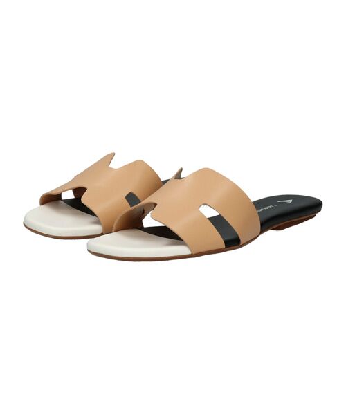 INTER-CHAUSSURES/インター ショシュール 【CARRANO】フラットミュールサンダル ベージュコンビ 35 INTER-CHAUSSURES/インター ショシュール 【CARRANO】フラットミュールサンダル ベージュコンビ 35