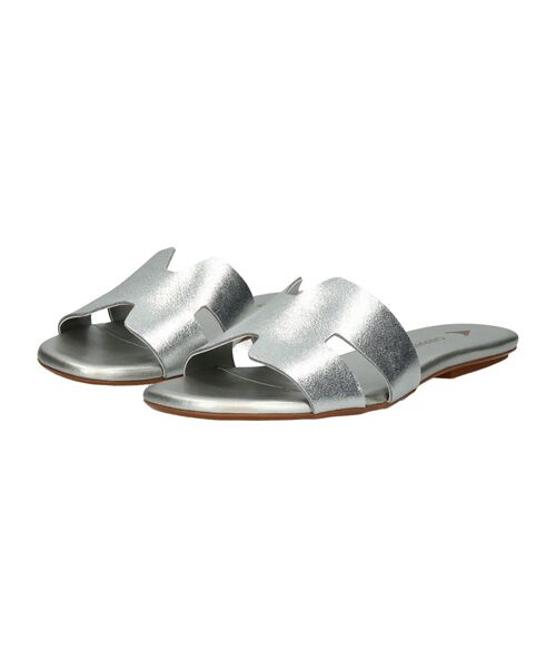 INTER-CHAUSSURES/インター ショシュール 【CARRANO】フラットミュールサンダル シルバー 37 INTER-CHAUSSURES/インター ショシュール 【CARRANO】フラットミュールサンダル シルバー 37