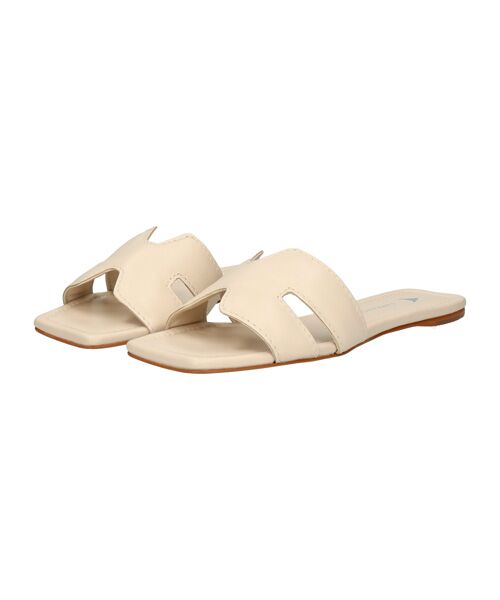 INTER-CHAUSSURES/インター ショシュール 【CARRANO】スクエアトゥフラットミュールサンダル アイボリー 37 INTER-CHAUSSURES/インター ショシュール 【CARRANO】スクエアトゥフラットミュールサンダル アイボリー 37