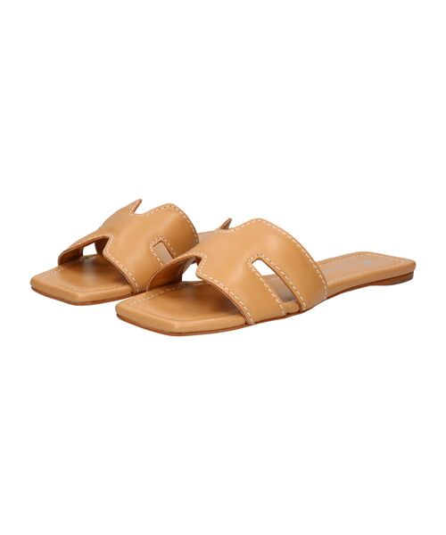 INTER-CHAUSSURES/インター ショシュール 【CARRANO】スクエアトゥフラットミュールサンダル ベージュ 36 INTER-CHAUSSURES/インター ショシュール 【CARRANO】スクエアトゥフラットミュールサンダル ベージュ 36
