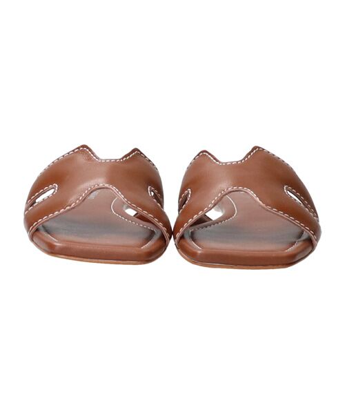 INTER-CHAUSSURES/インター ショシュール 【CARRANO】スクエアトゥフラットミュールサンダル ブラウン 35 INTER-CHAUSSURES/インター ショシュール 【CARRANO】スクエアトゥフラットミュールサンダル ブラウン 35