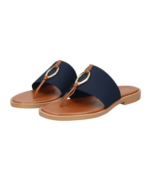 INTER-CHAUSSURES/インター ショシュール 【ITALIAN SHOEMAKERS】メタルモチーフトングサンダル ネイビー雑材 37 INTER-CHAUSSURES/インター ショシュール 【ITALIAN SHOEMAKERS】メタルモチーフトングサンダル ネイビー雑材 37