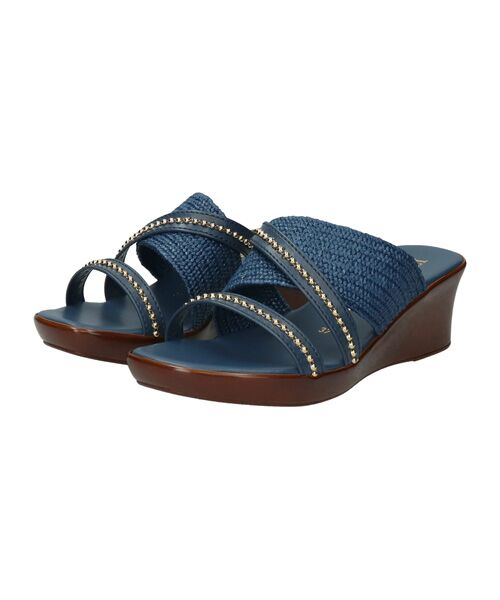 INTER-CHAUSSURES/インター ショシュール 【ITALIAN SHOEMAKERS】ボールチェーンストラップミュールサンダル ネイビー 38 INTER-CHAUSSURES/インター ショシュール 【ITALIAN SHOEMAKERS】ボールチェーンストラップミュールサンダル ネイビー 38