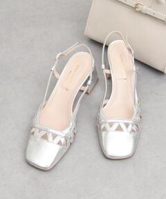 INTER-CHAUSSURES / インター ショシュール パンプス | 【INTER-CAHUSSURES】スクエアトウチャンキーヒールバックバンド