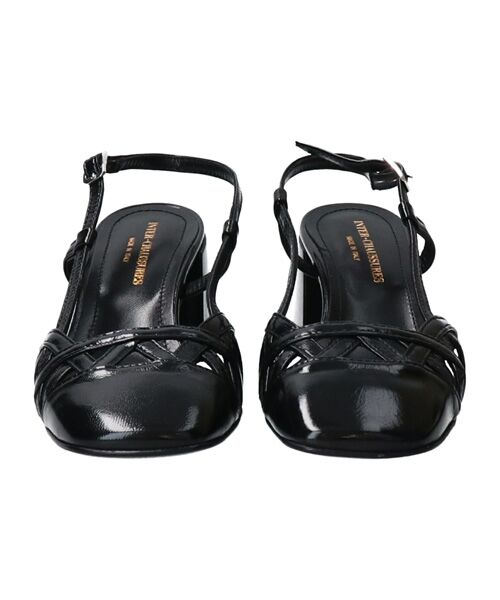 INTER-CHAUSSURES/インター ショシュール 【INTER-CAHUSSURES】スクエアトウチャンキーヒールバックバンド ブラックエナメル 36 INTER-CHAUSSURES/インター ショシュール 【INTER-CAHUSSURES】スクエアトウチャンキーヒールバックバンド ブラックエナメル 36