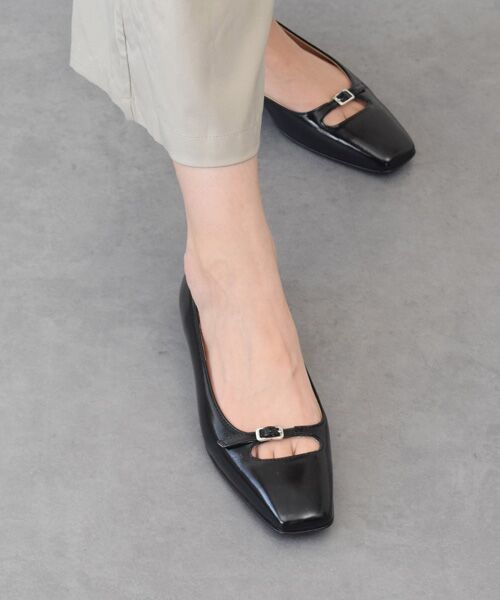 INTER-CHAUSSURES/インター ショシュール 【INTER-CAHUSSURES】スクエアトウバックルサケットバレエ ブラックエナメル 35 INTER-CHAUSSURES/インター ショシュール 【INTER-CAHUSSURES】スクエアトウバックルサケットバレエ ブラックエナメル 35