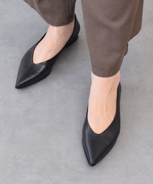 INTER-CHAUSSURES/インター ショシュール 【INTER-CAHUSSURES】ポインテッドトウサケットバレエシューズ ブラック 39 INTER-CHAUSSURES/インター ショシュール 【INTER-CAHUSSURES】ポインテッドトウサケットバレエシューズ ブラック 39