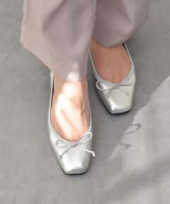 INTER-CHAUSSURES / インター ショシュール バレエシューズ | 【INTER-CAHUSSURES】リボン付きスクエアフラットパンプス