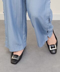 INTER-CHAUSSURES / インター ショシュール パンプス | 【INTER-CAHUSSURES】スクエアトウバックルサケットバレエ