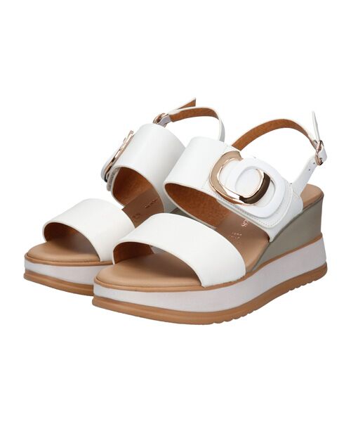 INTER-CHAUSSURES/インター ショシュール 【INTER-CAHUSSURES】バックルウエッジサンダル ホワイト 39 INTER-CHAUSSURES/インター ショシュール 【INTER-CAHUSSURES】バックルウエッジサンダル ホワイト 39