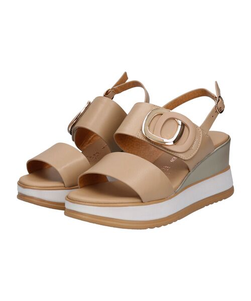 INTER-CHAUSSURES/インター ショシュール 【INTER-CAHUSSURES】バックルウエッジサンダル ベージュ 38 INTER-CHAUSSURES/インター ショシュール 【INTER-CAHUSSURES】バックルウエッジサンダル ベージュ 38