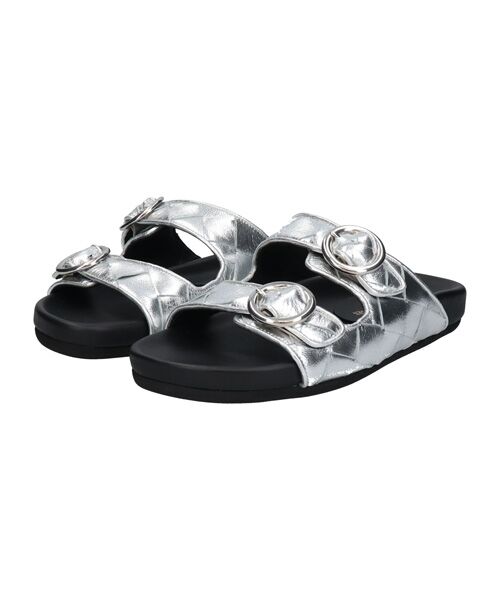 INTER-CHAUSSURES/インター ショシュール 【INTER-CAHUSSURES】イントレチャートダブルベルトサンダル シルバー 38 INTER-CHAUSSURES/インター ショシュール 【INTER-CAHUSSURES】イントレチャートダブルベルトサンダル シルバー 38