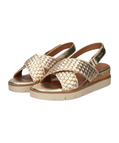 INTER-CHAUSSURES/インター ショシュール 【TAMARIS】イントレチャートクロスベルトサンダル ゴールド 35 INTER-CHAUSSURES/インター ショシュール 【TAMARIS】イントレチャートクロスベルトサンダル ゴールド 35